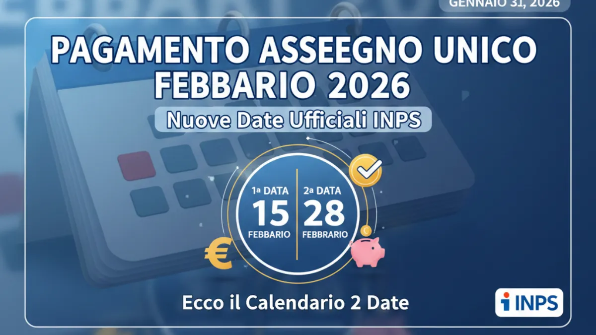 Pagamento Assegno Unico Febbraio 2026: Nuove Date Ufficiali INPS – Ecco il Calendario